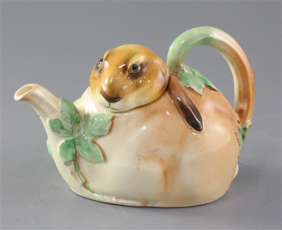 A Royal Doulton 1930s Bunnykins teapot designed by Charles Noke, length 19cm height 12cm